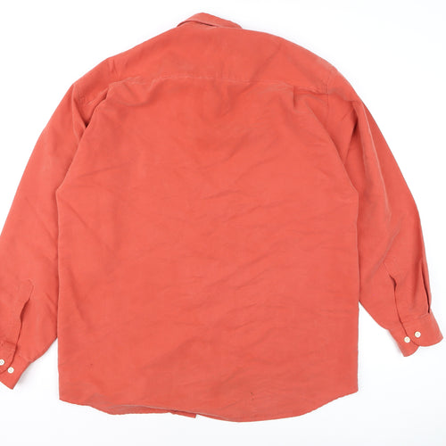 Copperstone Men's Orange Long Sleeve Cotton Button-Up Shirt L
