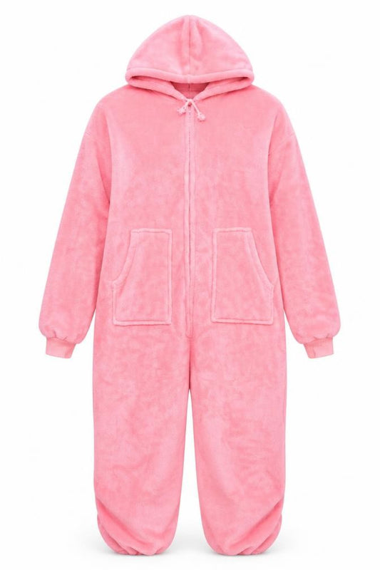 Big Feet Pajama Co Womens Pink Fleece Hooded One Piece M