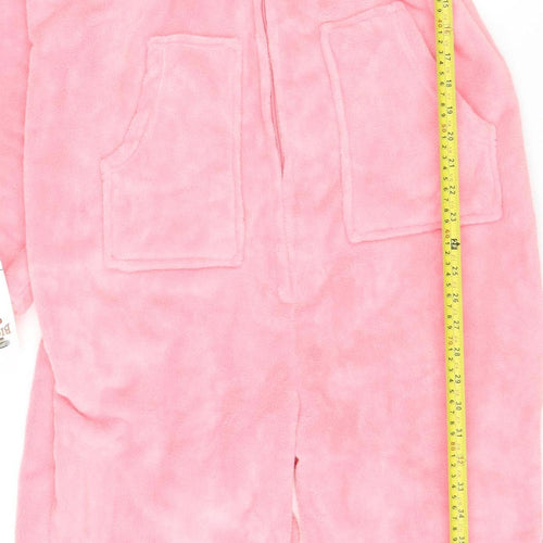 Big Feet Pajama Co Womens Pink Fleece Hooded One Piece M