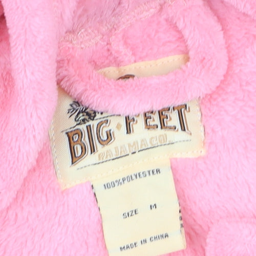 Big Feet Pajama Co Womens Pink Fleece Hooded One Piece M