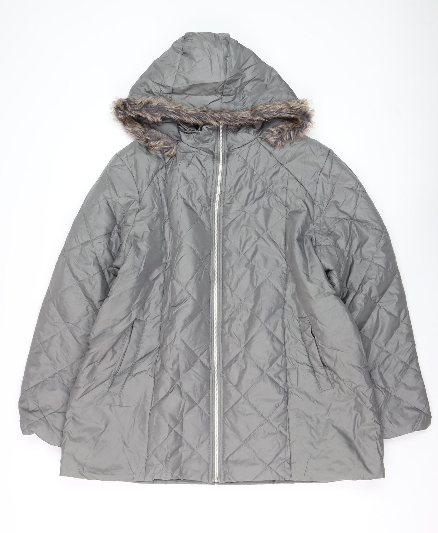 Anne de Lancay Men's Grey Quilted Hooded Puffer Coat L