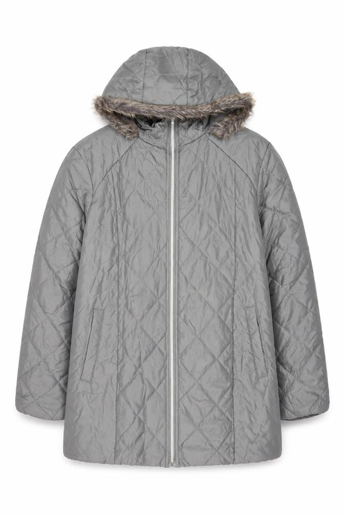 Anne de Lancay Men's Grey Quilted Hooded Puffer Coat L