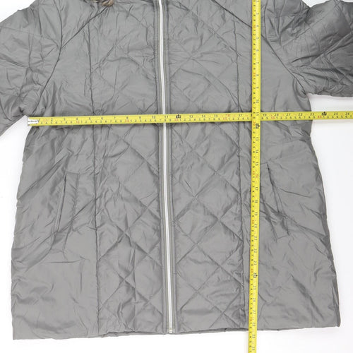 Anne de Lancay Men's Grey Quilted Hooded Puffer Coat L