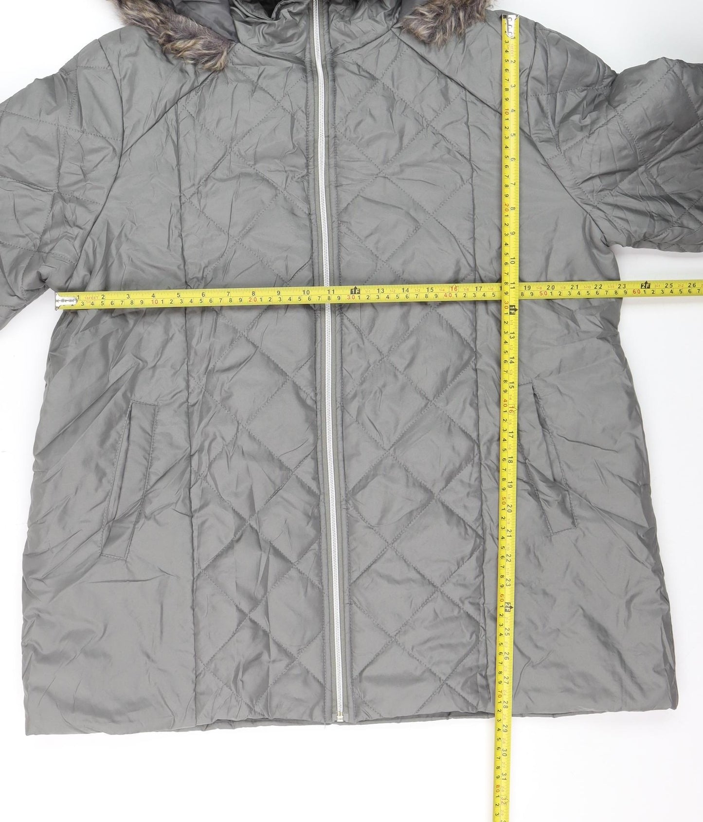 Anne de Lancay Men's Grey Quilted Hooded Puffer Coat L