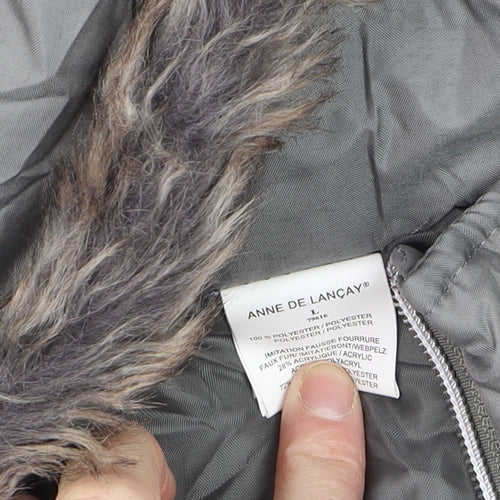 Anne de Lancay Men's Grey Quilted Hooded Puffer Coat L