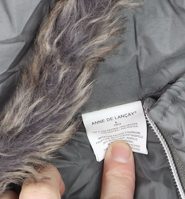 Anne de Lancay Men's Grey Quilted Hooded Puffer Coat L