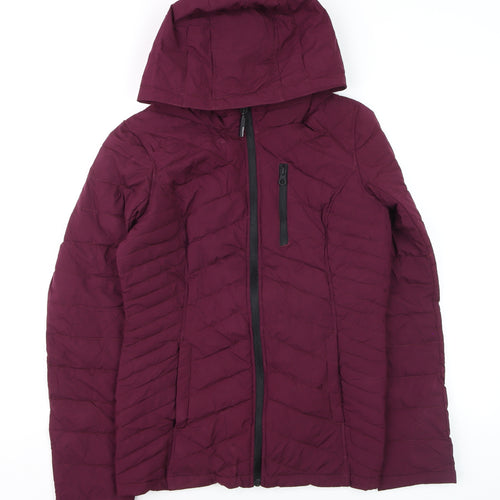 Nautica Womens Purple Hooded Puffer Jacket Size 10 Water Resistant