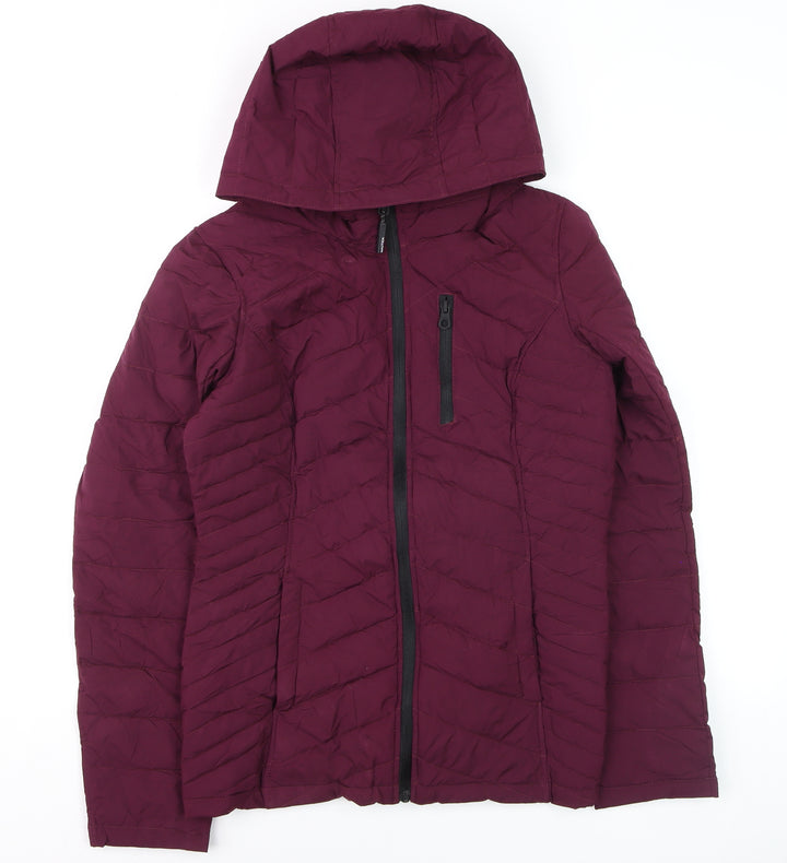 Nautica Womens Purple Hooded Puffer Jacket Size 10 Water Resistant