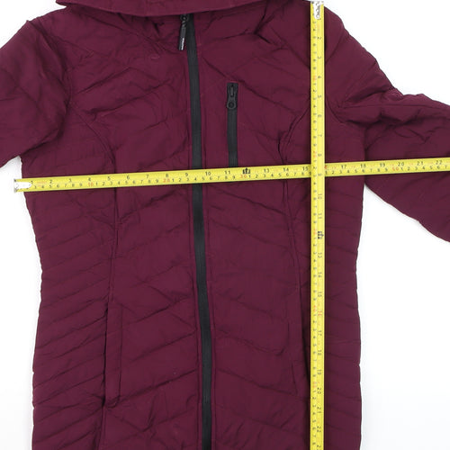 Nautica Womens Purple Hooded Puffer Jacket Size 10 Water Resistant