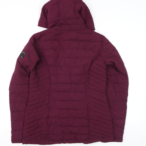 Nautica Womens Purple Hooded Puffer Jacket Size 10 Water Resistant