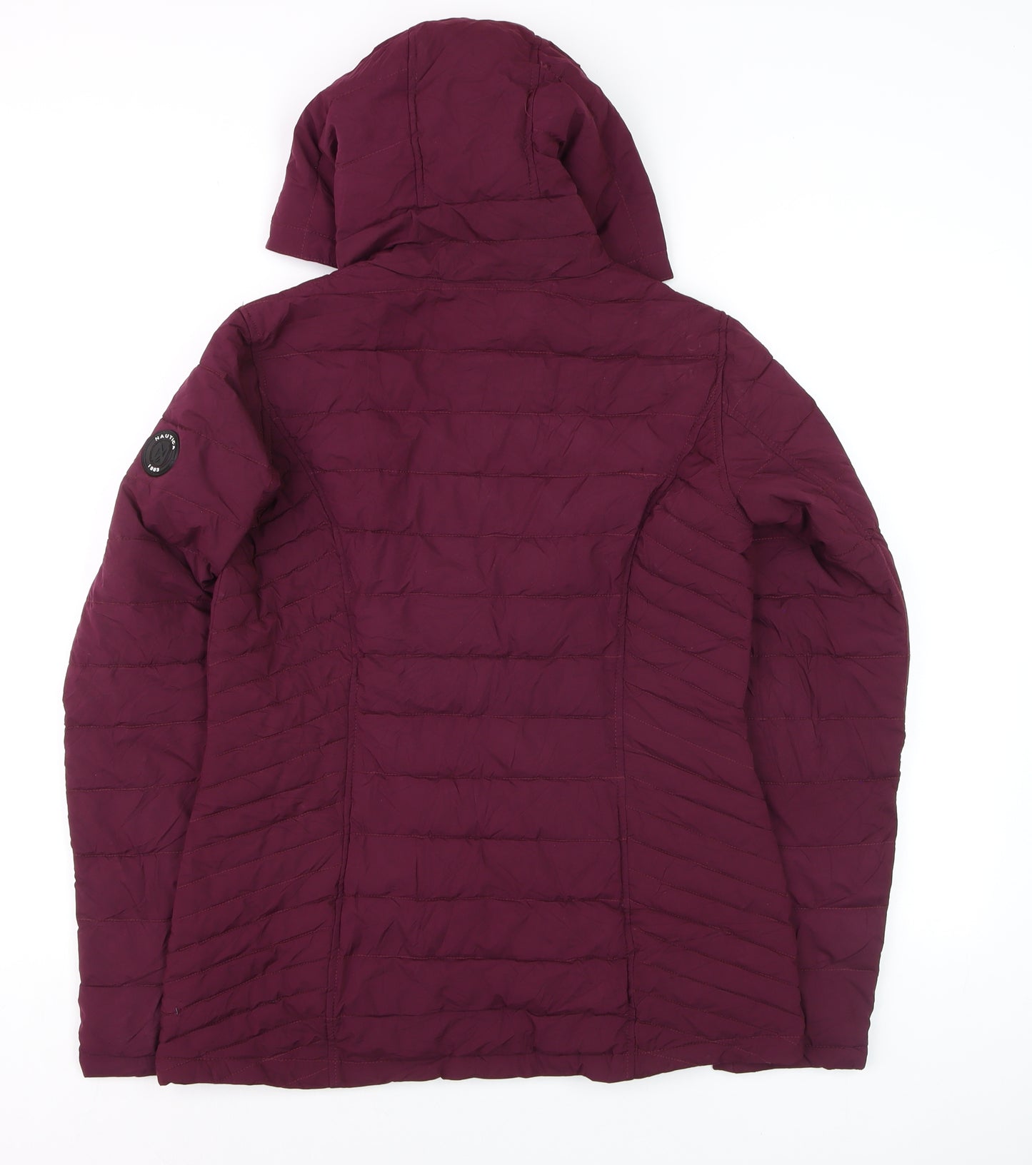 Nautica Womens Purple Hooded Puffer Jacket Size 10 Water Resistant