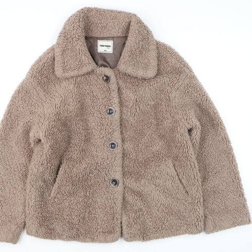 TOUER TOUBUDA Women’s Beige Teddy Fleece Button Jacket Size M