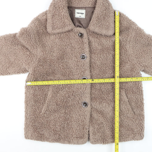 TOUER TOUBUDA Women’s Beige Teddy Fleece Button Jacket Size M
