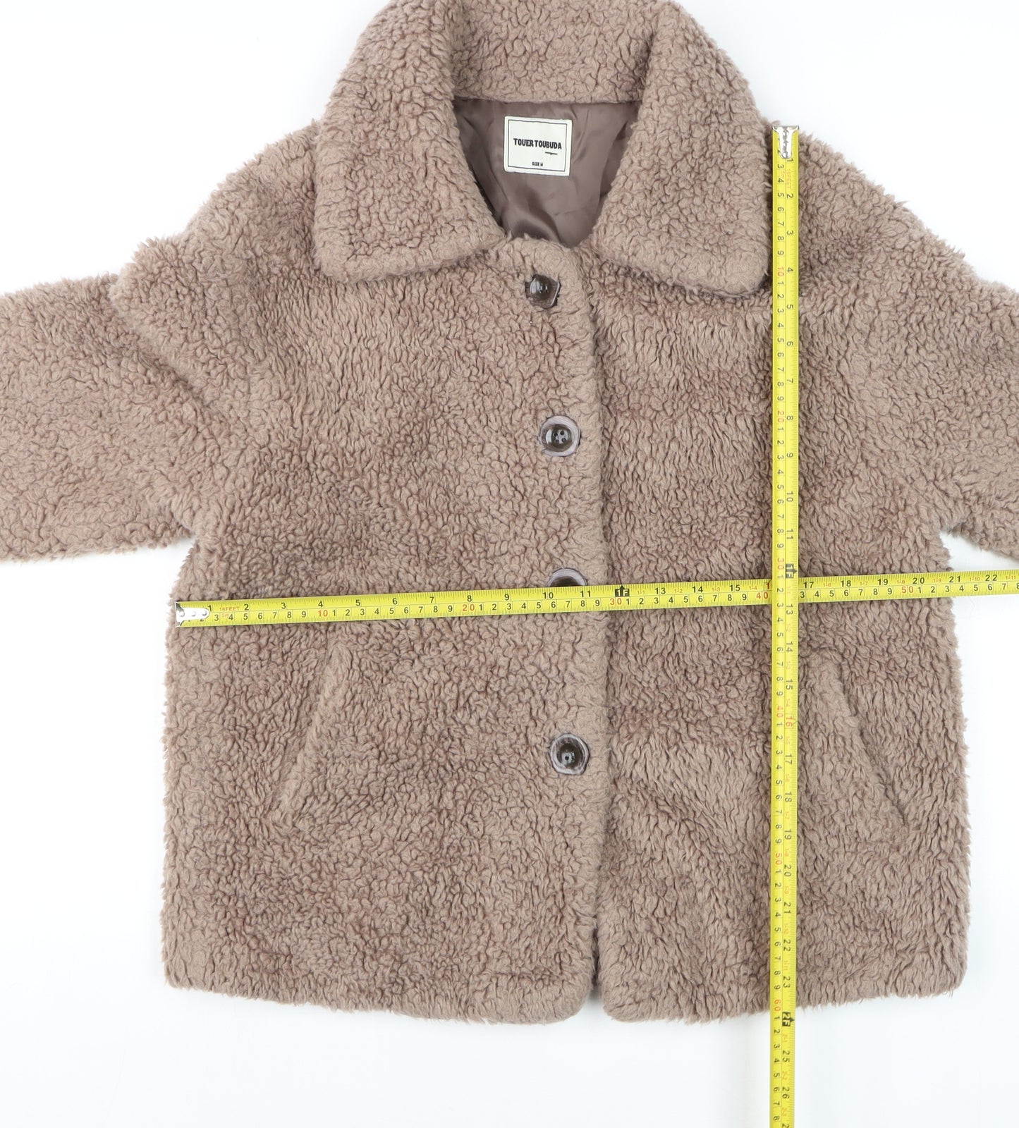 TOUER TOUBUDA Women’s Beige Teddy Fleece Button Jacket Size M