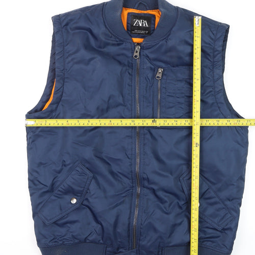 Zara Men Blue Bomber Style Padded Waistcoat Size M