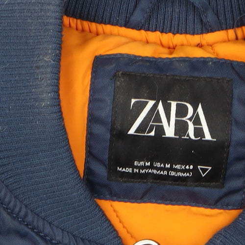 Zara Men Blue Bomber Style Padded Waistcoat Size M