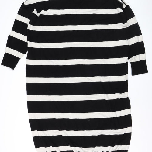 Boohoo Women’s Black White Striped Roll Neck Long Sleeve Jumper Size 22