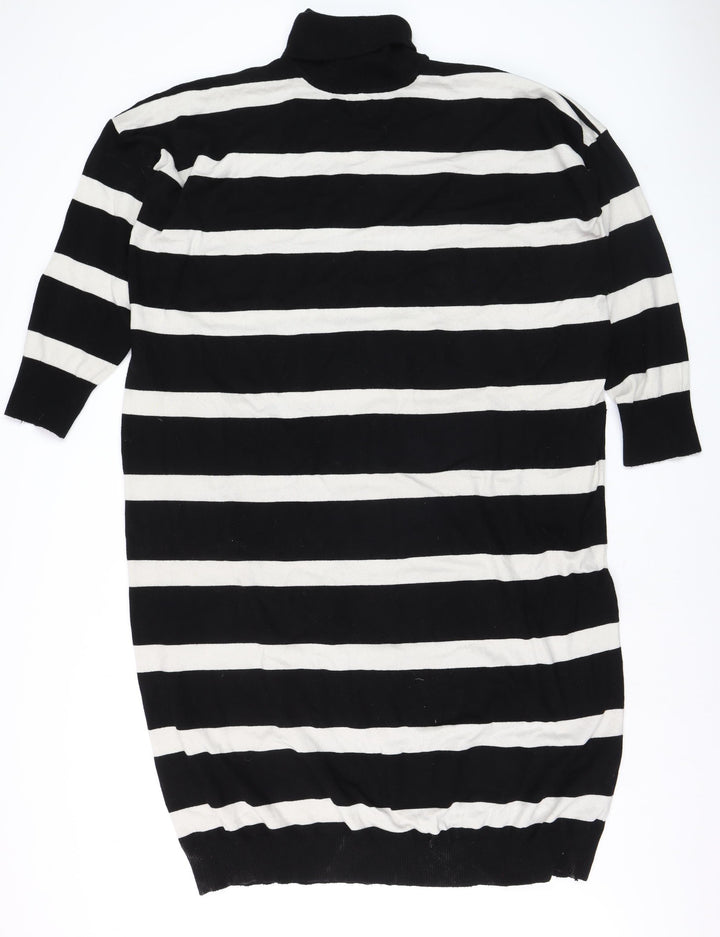 Boohoo Women’s Black White Striped Roll Neck Long Sleeve Jumper Size 22