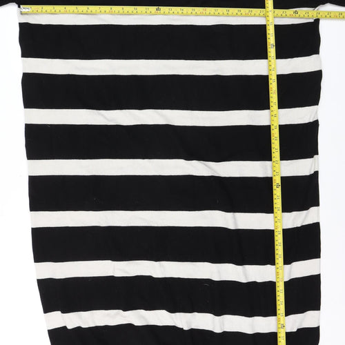 Boohoo Women’s Black White Striped Roll Neck Long Sleeve Jumper Size 22
