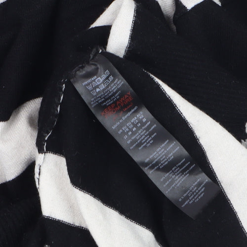 Boohoo Women’s Black White Striped Roll Neck Long Sleeve Jumper Size 22