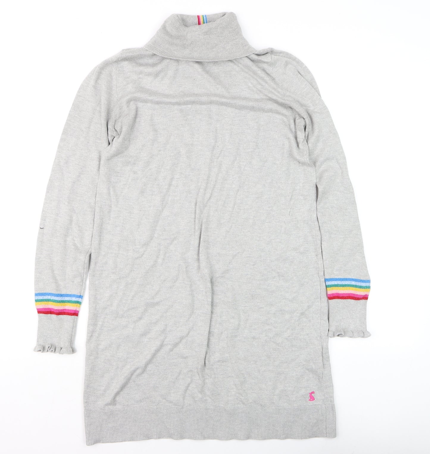 Joules Women’s Grey Jumper Dress Size 10 Roll Neck Long Sleeve