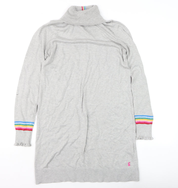 Joules Women’s Grey Jumper Dress Size 10 Roll Neck Long Sleeve