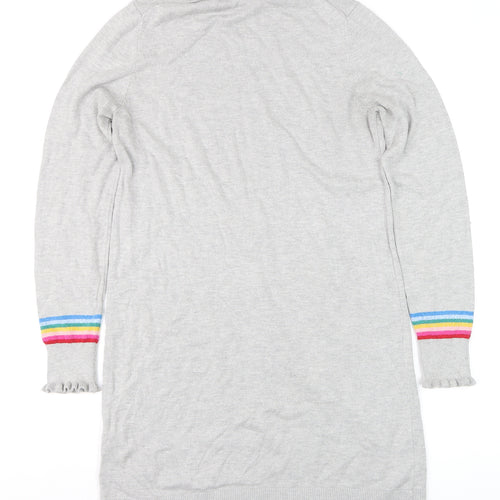 Joules Women’s Grey Jumper Dress Size 10 Roll Neck Long Sleeve