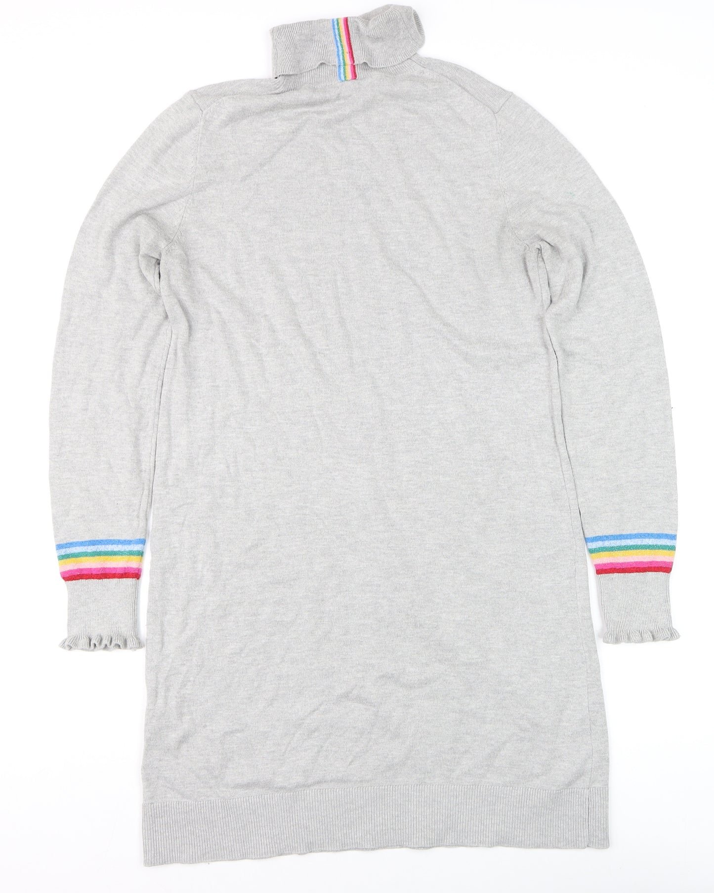 Joules Women’s Grey Jumper Dress Size 10 Roll Neck Long Sleeve