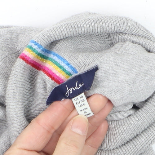 Joules Women’s Grey Jumper Dress Size 10 Roll Neck Long Sleeve