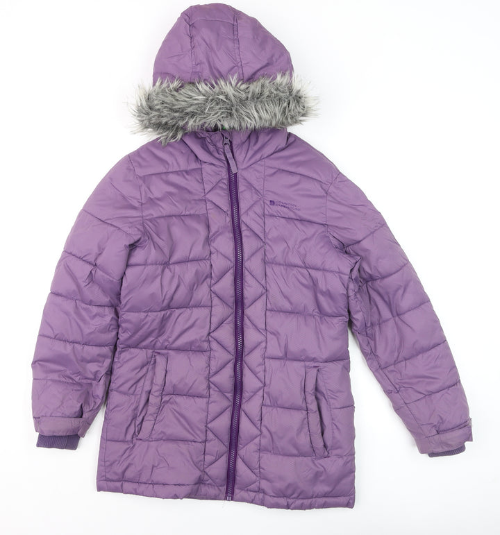 Mountain Warehouse Girls Purple Puffer Coat 9-10 Years Hooded Winter Jacket