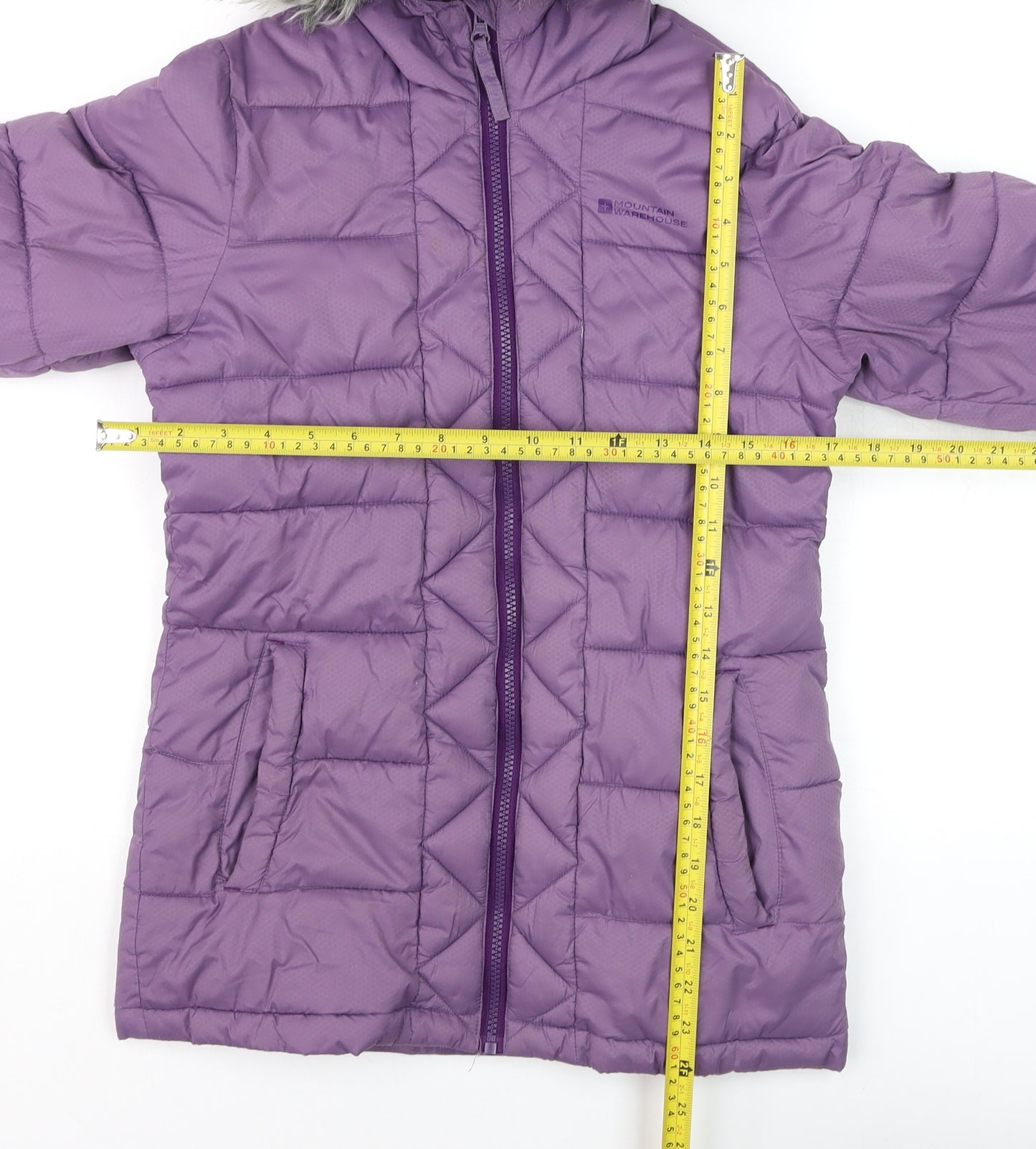 Mountain Warehouse Girls Purple Puffer Coat 9-10 Years Hooded Winter Jacket