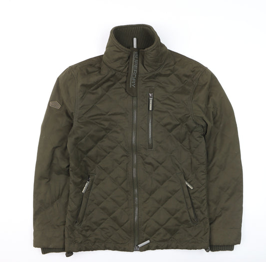 Superdry Men's Green Quilted Zip Up Jacket Medium