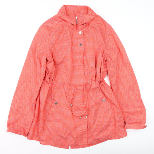 Finesse Womens Orange Rain Coat Jacket Size 14 Drawstring Hooded