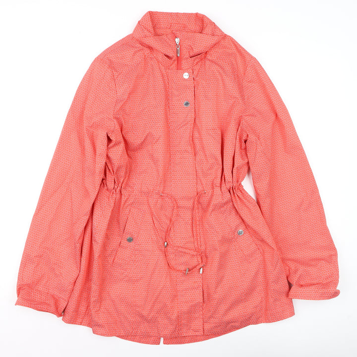 Finesse Womens Orange Rain Coat Jacket Size 14 Drawstring Hooded