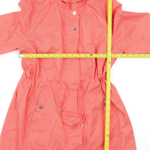 Finesse Womens Orange Rain Coat Jacket Size 14 Drawstring Hooded