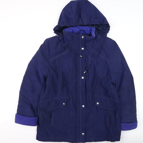 EWM Women’s Blue Hooded Parka Jacket Size 14 Water Resistant