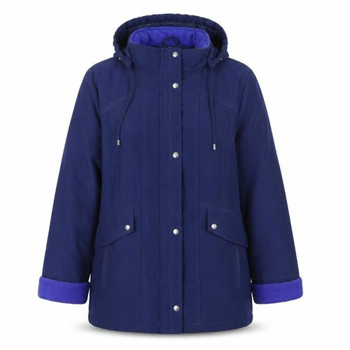 EWM Women’s Blue Hooded Parka Jacket Size 14 Water Resistant