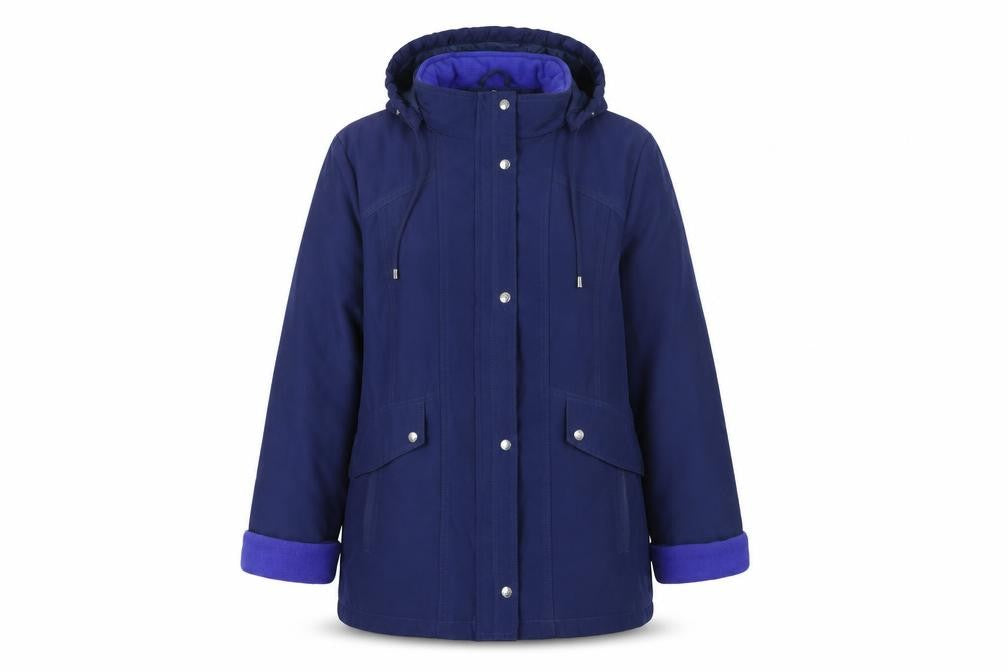 EWM Women’s Blue Hooded Parka Jacket Size 14 Water Resistant