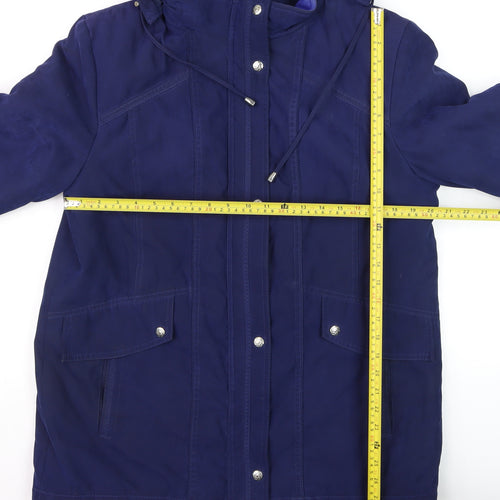 EWM Women’s Blue Hooded Parka Jacket Size 14 Water Resistant