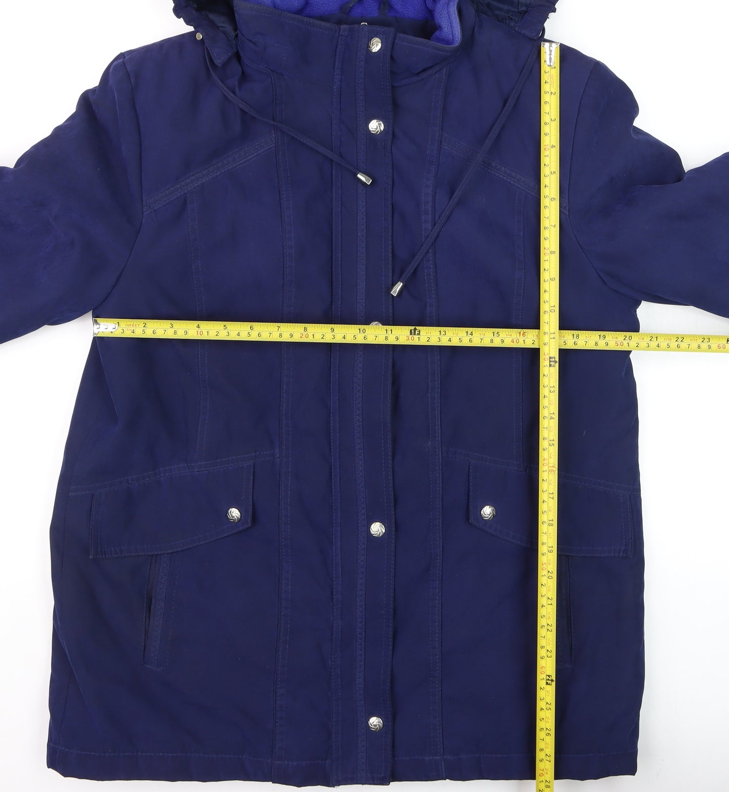 EWM Women’s Blue Hooded Parka Jacket Size 14 Water Resistant