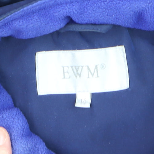 EWM Women’s Blue Hooded Parka Jacket Size 14 Water Resistant