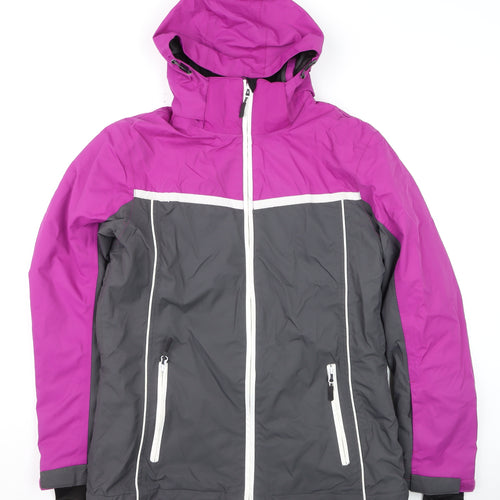 Crane Women's Purple Ski Jacket Size 12 Water Resistant Hooded Coat