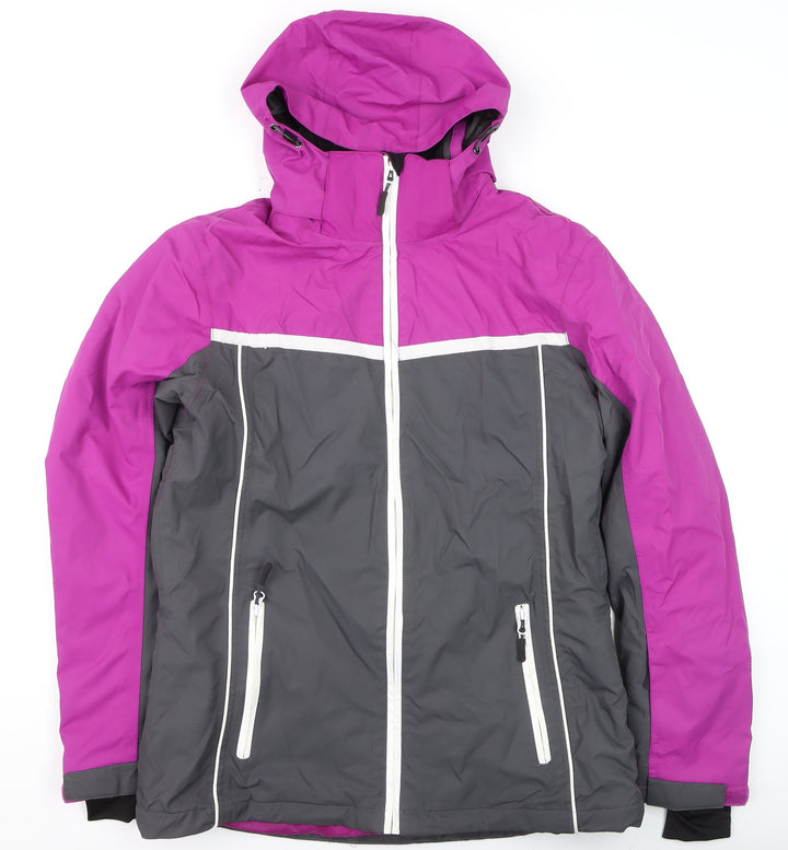 Crane Women's Purple Ski Jacket Size 12 Water Resistant Hooded Coat