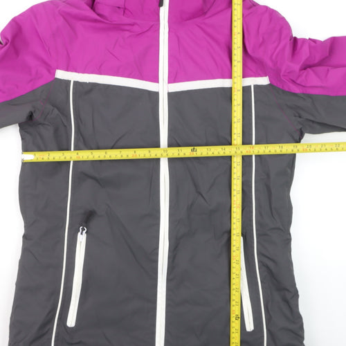 Crane Women's Purple Ski Jacket Size 12 Water Resistant Hooded Coat