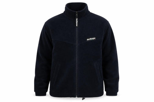Front view of Anzi Besson Men's Blue Fleece Full Zip Jacket, size M