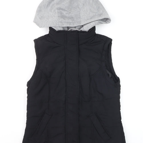 New Look Girls Black Hooded Puffer Gilet Waistcoat Size 8 Polyester