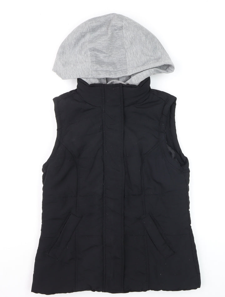 New Look Girls Black Hooded Puffer Gilet Waistcoat Size 8 Polyester