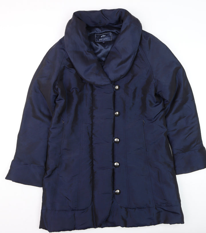 Marks and Spencer Per Una Women's Blue Long Overcoat Size M