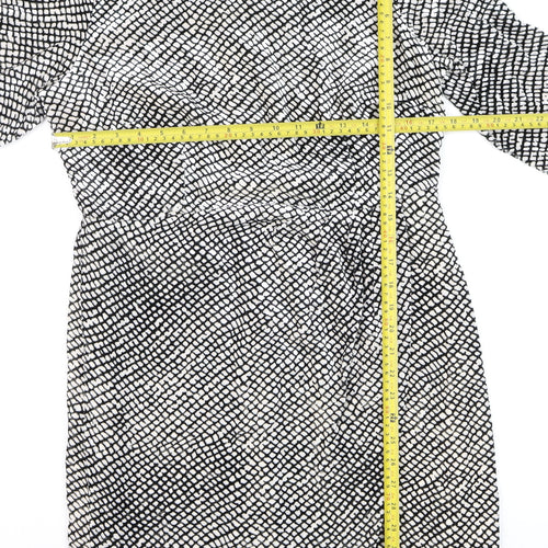 Marks and Spencer Women’s Black White Geometric Sheath Dress Size 14