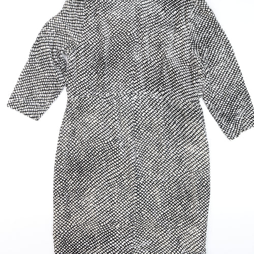 Marks and Spencer Women’s Black White Geometric Sheath Dress Size 14